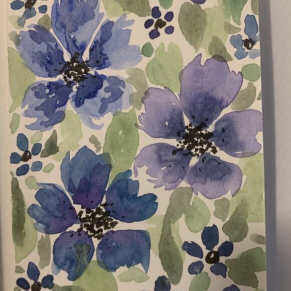 Four Floral Watercolor Cards with Envelope (sku 001) - Picture 5 of 8